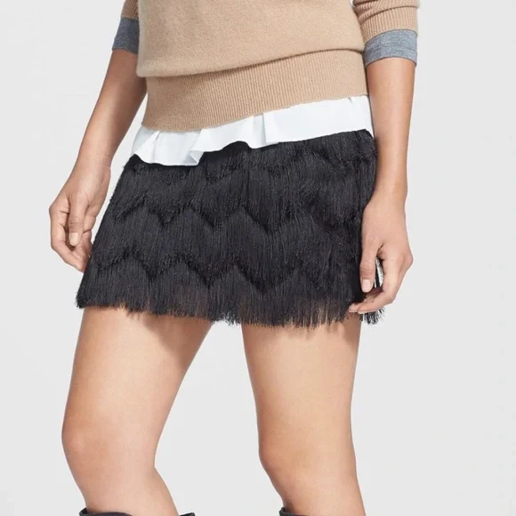 Black Fringe Mini Skirt Flapper Style - Picture 1 of 8